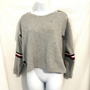 Tommy Hilfiger Women's Cropped Sweatshirt Gray Size Small